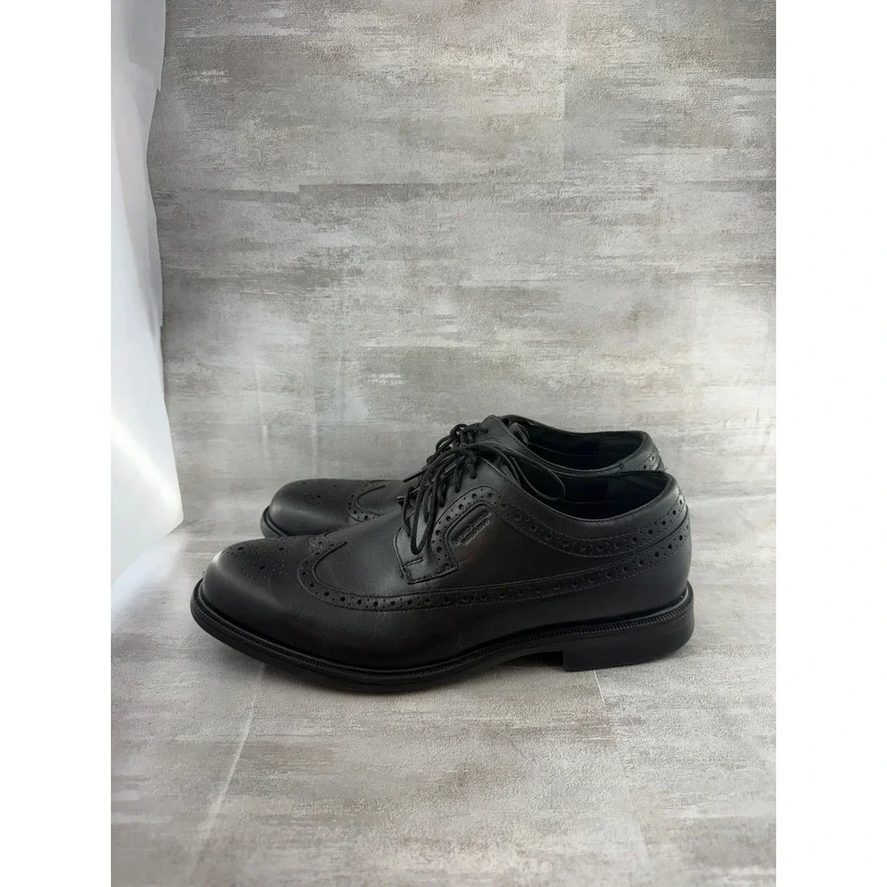 Rockport Men Black Leather Wingtip Oxford Shoes truTECH V80703 Size 9.5W